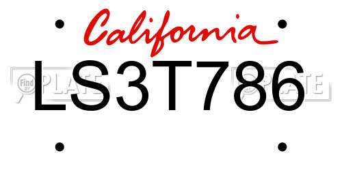 LS3T786 California License Plate