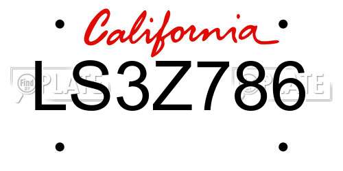 LS3Z786 California License Plate