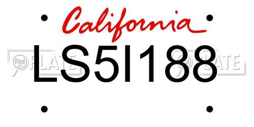 LS5I188 California License Plate
