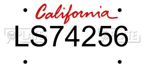 LS74256 California License Plate