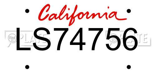 LS74756 California License Plate