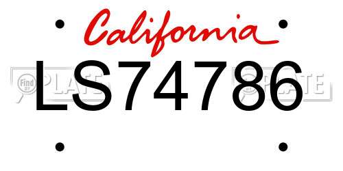 LS74786 California License Plate