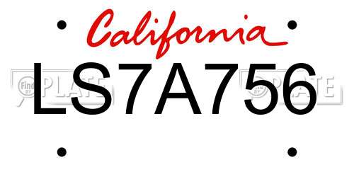 LS7A756 California License Plate