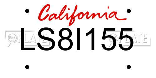 LS8I155 California License Plate