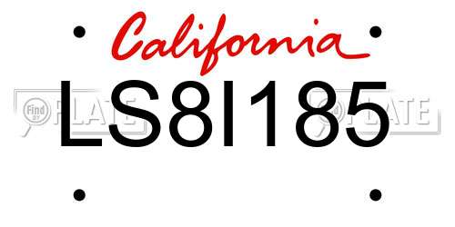 LS8I185 California License Plate