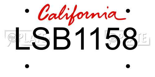 LSB1158 California License Plate