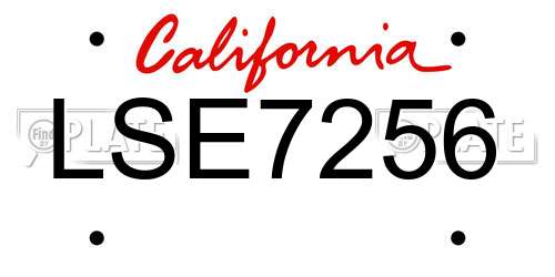 LSE7256 California License Plate