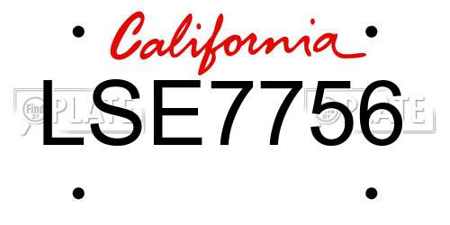 LSE7756 California License Plate