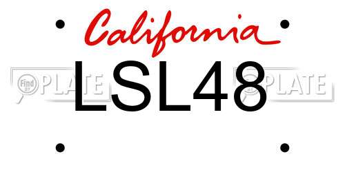 LSL48 California License Plate