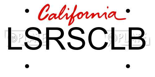 LSRSCLB California License Plate