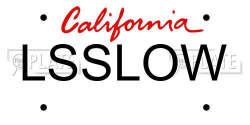 LSSLOW California License Plate