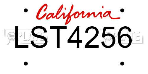 LST4256 California License Plate