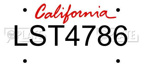 LST4786 California License Plate