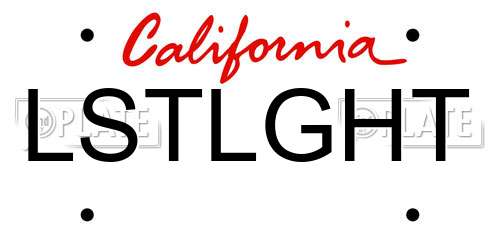 LSTLGHT California License Plate