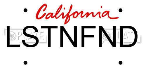 LSTNFND California License Plate