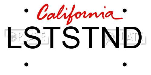 LSTSTND California License Plate