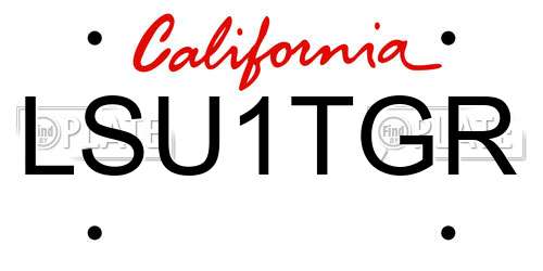 LSU1TGR California License Plate