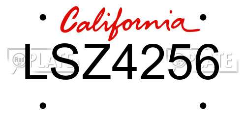 LSZ4256 California License Plate