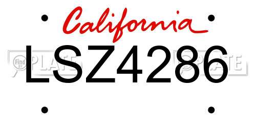LSZ4286 California License Plate