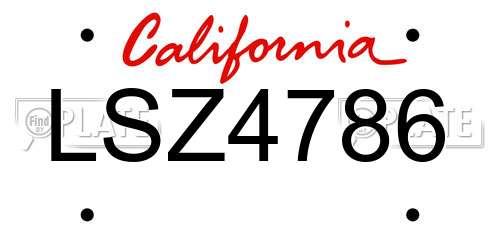 LSZ4786 California License Plate