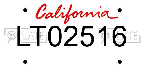 LT02516 California License Plate