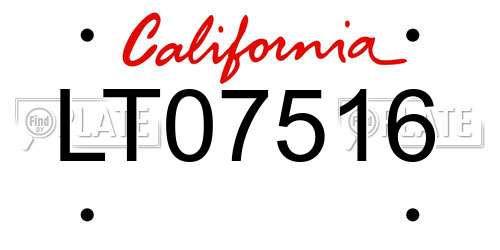 LT07516 California License Plate