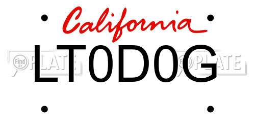 LT0D0G California License Plate