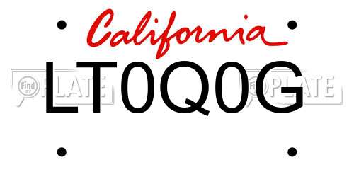 LT0Q0G California License Plate