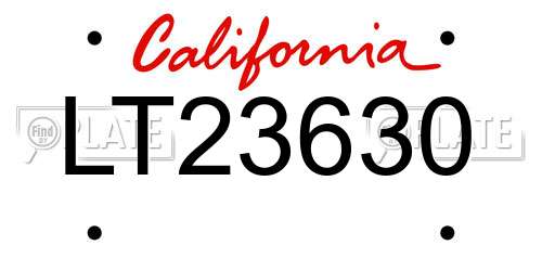 LT23630 California License Plate