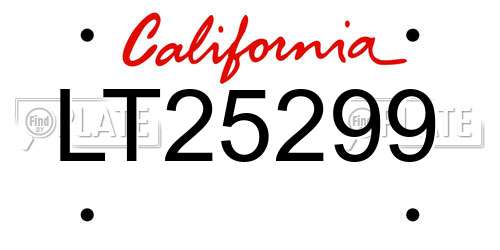 LT25299 California License Plate