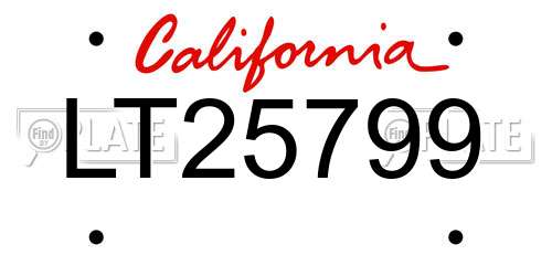 LT25799 California License Plate