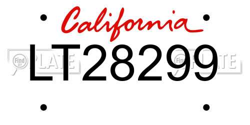 LT28299 California License Plate