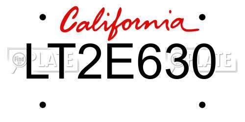 LT2E630 California License Plate