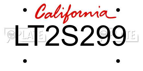 LT2S299 California License Plate
