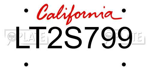 LT2S799 California License Plate