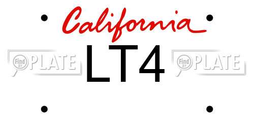 LT4 California License Plate