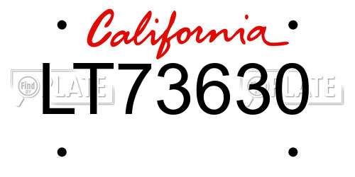 LT73630 California License Plate