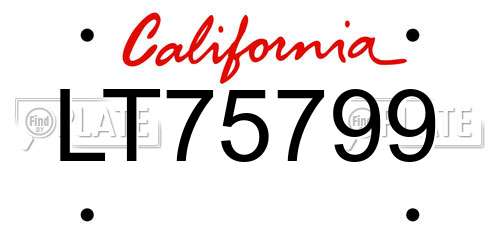 LT75799 California License Plate