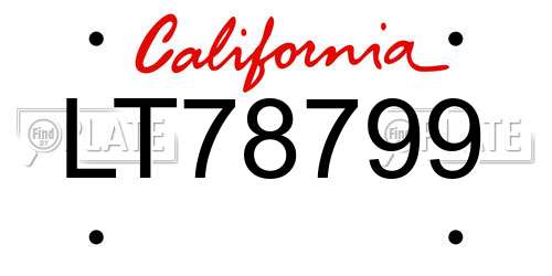 LT78799 California License Plate