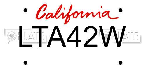 LTA42W California License Plate