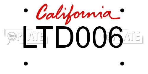 LTD006 California License Plate