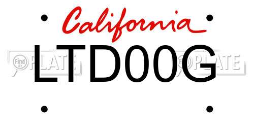 LTD00G California License Plate