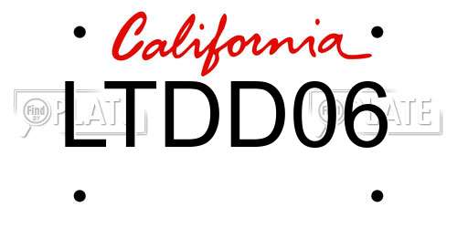 LTDD06 California License Plate