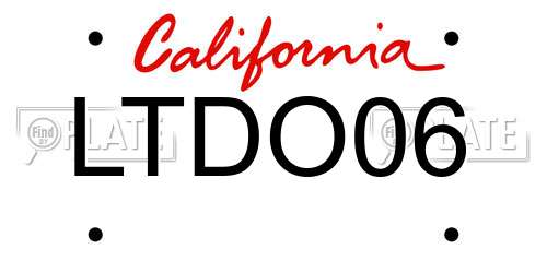 LTDO06 California License Plate