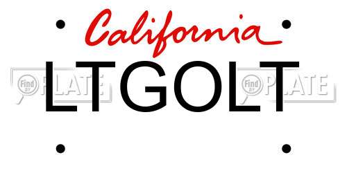 LTGOLT California License Plate