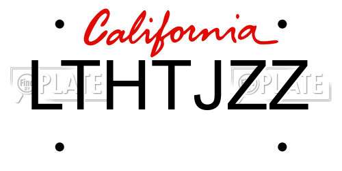 LTHTJZZ California License Plate