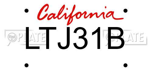 LTJ31B California License Plate