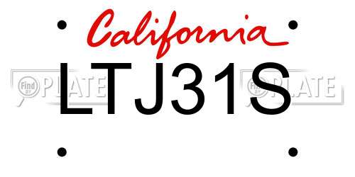 LTJ31S California License Plate