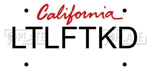 LTLFTKD California License Plate