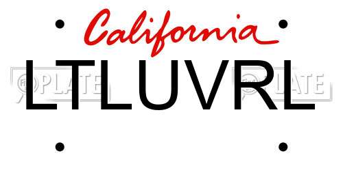 LTLUVRL California License Plate